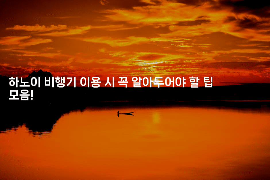 하노이 비행기 이용 시 꼭 알아두어야 할 팁 모음!-베트리